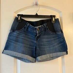 Women's Blue Denim Maternity Shorts